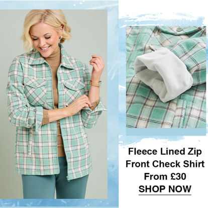 Fleece Lined Zip Front Check Shirt - LN432